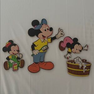 Walt Disney Mickey Mouse Cut Outs 4 Pieces Wall Hangings. 1960’s Great Condition